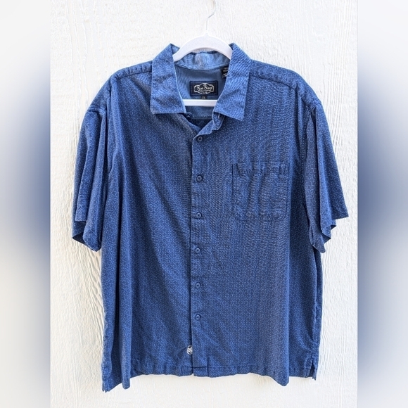 Nat Nast Silk Cotton Blend Blue Short Sleeve Button Down Shirt Men's XL - Picture 1 of 5